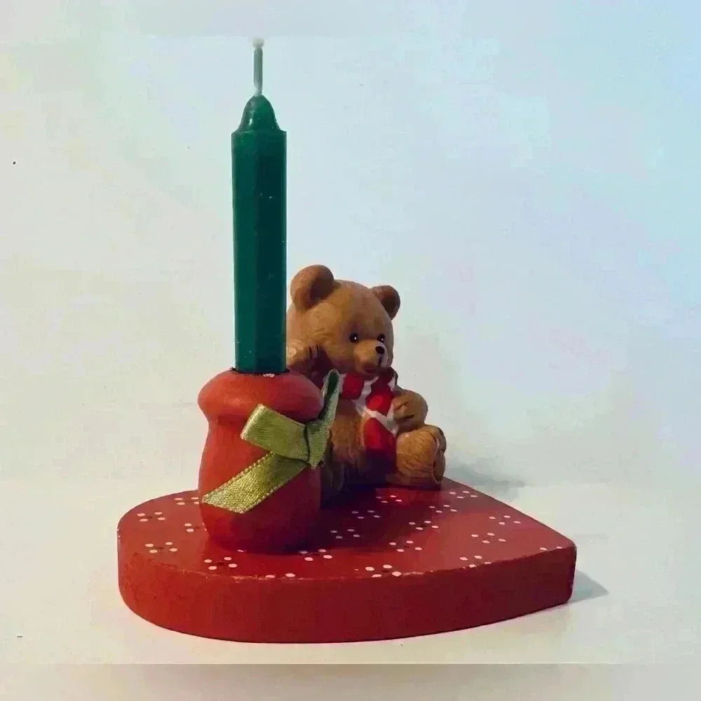 Vintage 1988 Teddy Bear Heart Candle, New In Box - Picture 6 of 10